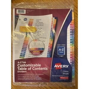 Ready Index(R) Customizable Table of Contents Multicolor Dividers A-Z Tab 11125